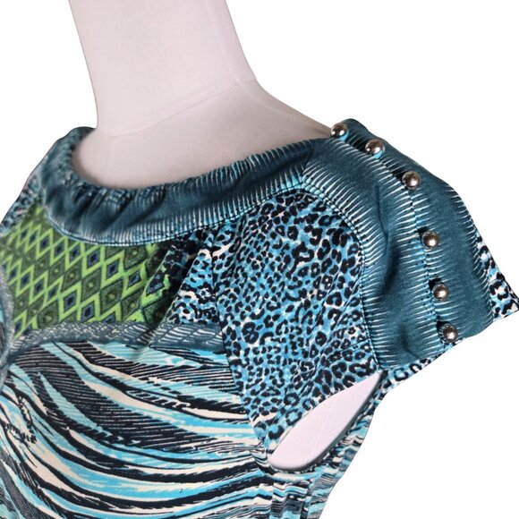 Beige by Eci Turquoise Black Fit Flare Dress 10 Designer Details Turquoise Black - Picture 3 of 14